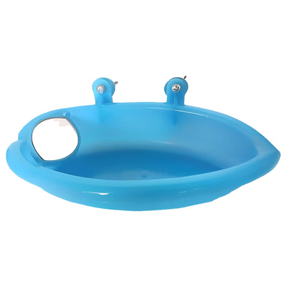 Bird Bath Tub Bowl Basin Hanging Birdbath Toy Pet Parrot Budgie Parakeet Cockatiel Cage Water Shower Food Feeder with Mirror Pet Supplies for Lovely Birds