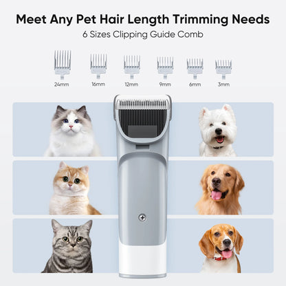 Pet Grooming Kit, 2.5L Pet Hair Grooming Vacuum, 5-In-1 Electric Clippers Cleaning Sets for Dog/Cat/Other Animals, White